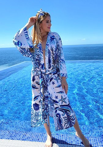Kimono caballito de mar azul