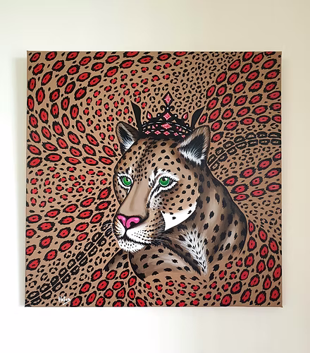 Obra de arte leopardo y rojo