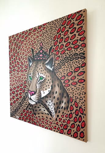Obra de arte leopardo y rojo